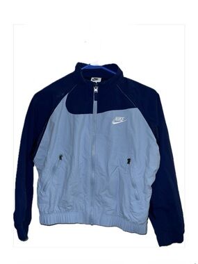 NIKE Kid's Light Blue and Navy Windbreaker Jacket Size Medium